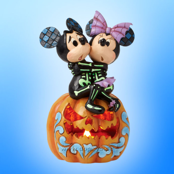 Disney Traditions Figur - Mickey & Minnie als verängstigte Skelette (Spine-tingling Sweethearts) beleuchtet von Jim Shore 6016583
