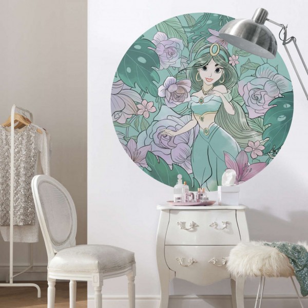 Disney Wandsticker / Wandaufkleber Aladdin "Jasmin Elegant Mint" rund 125cm x 125cm