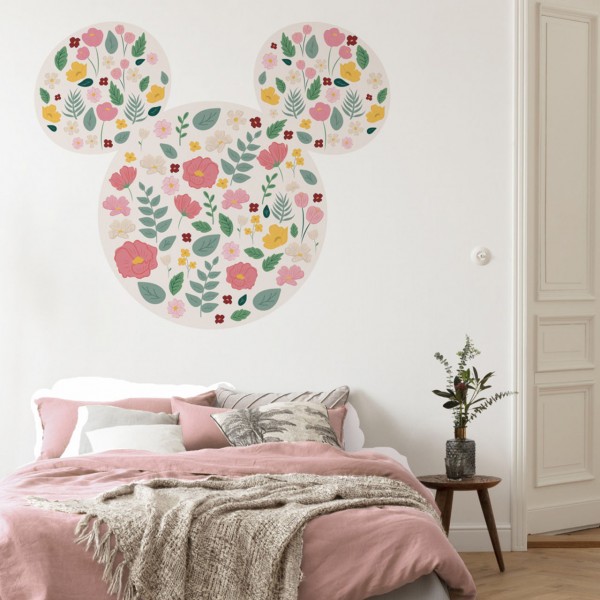 Disney Wandsticker / Wandaufkleber Mickey Maus Kopf "Mickey Head Wildflowers" 127cm x 127cm