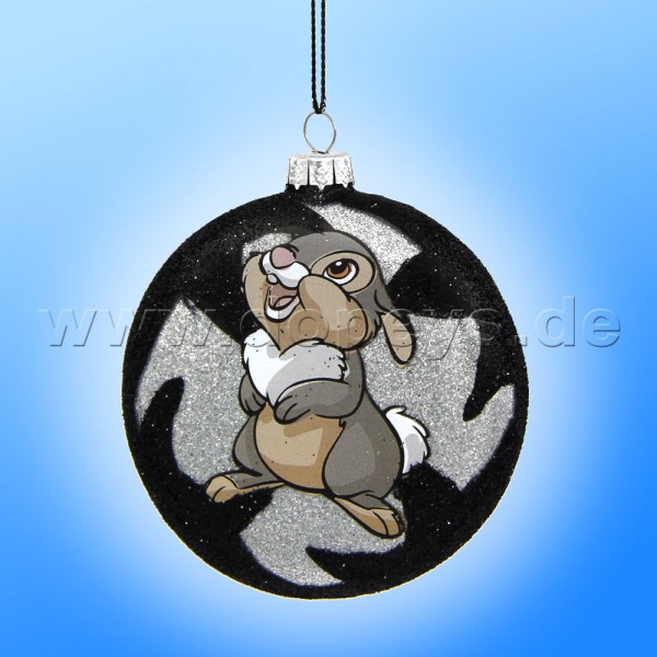 Kurt S. Adler - Disney "Klopfer" Glas Disk Weihnachtsbaumkugel in Diskusform / Glasornament in Anthrazit, 80mm DN33027