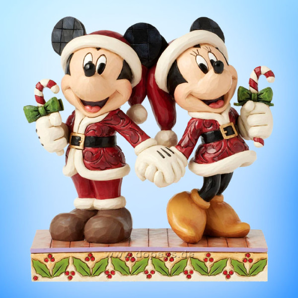 Disney Traditions Figur - Mickey & Minnie mit Zuckerstangen (Candy Cane Christmas) von Jim Shore 6016882