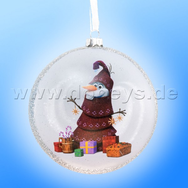 Kurt S. Adler - Frozen "Olaf" Disney Glass Disk / Christmas Bauble White DN03004-O
