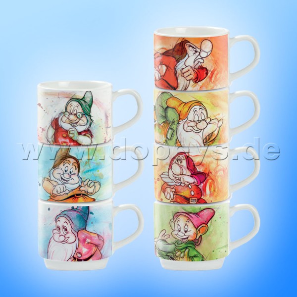 Disney Espresso Tassen 7er Set "Die sieben Zwerge" italienisches Design