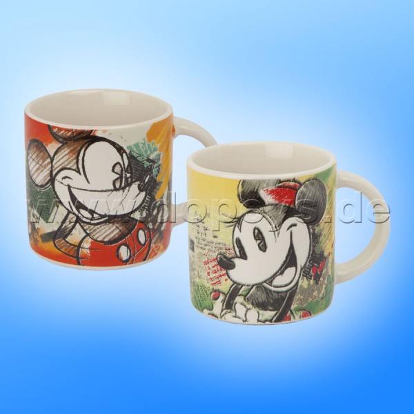 Disney Mini Tassen / Espresso Tassen 2er Set "Grün + Rot" - Mickey & Minnie Color Fun, im italienischen Design PWMSETCF-1, 9cl
