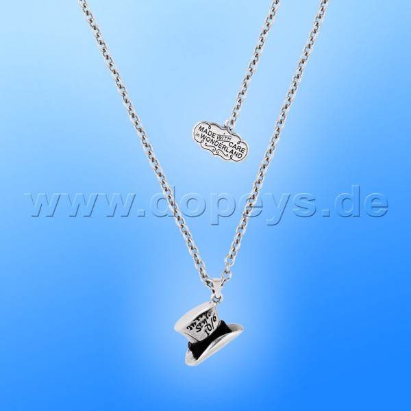 Disney Necklace - Mad Hatter Hat (Alice in Wonderland) in White Gold from Couture Kingdom 12100271