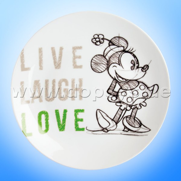 Disney Teller / Servierteller / Kuchenplatte Minnie Maus "Grün" Live Laugh Love im italienischen Design PWM37LL-5V