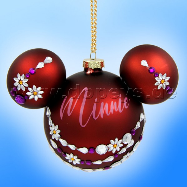 Kurt S. Adler - "Minnie Mouse" Disney Mickey Ear Ball Christmas Bauble shining burgundy DN32017