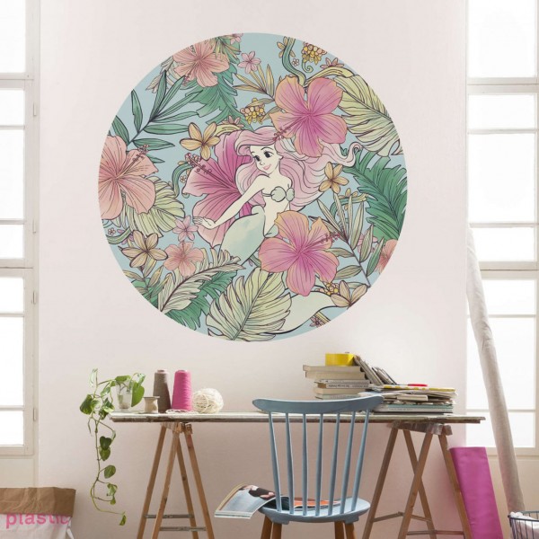 Disney Wandsticker / Wandaufkleber Arielle, die Meerjungfrau "Ariel Ocean Flowers" rund 125cm x 125cm