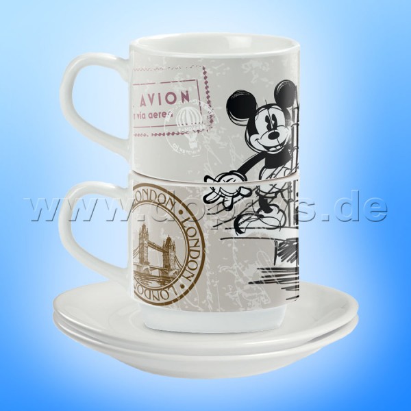 Disney Espresso Tassen 2er Set Mickey Maus "London" stapelbar PWM02I/LO