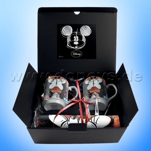 Disney Geschenkset 2 Kaffeetassen + 2 Platzdeckchen Mickey & Minnie "Rot" im italienischen Design