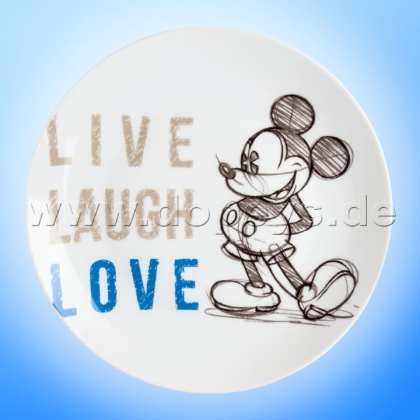 Disney Teller / Servierteller / Kuchenplatte Mickey Maus "Blau" Live Laugh Love im italienischen Design PWM37LL-5B