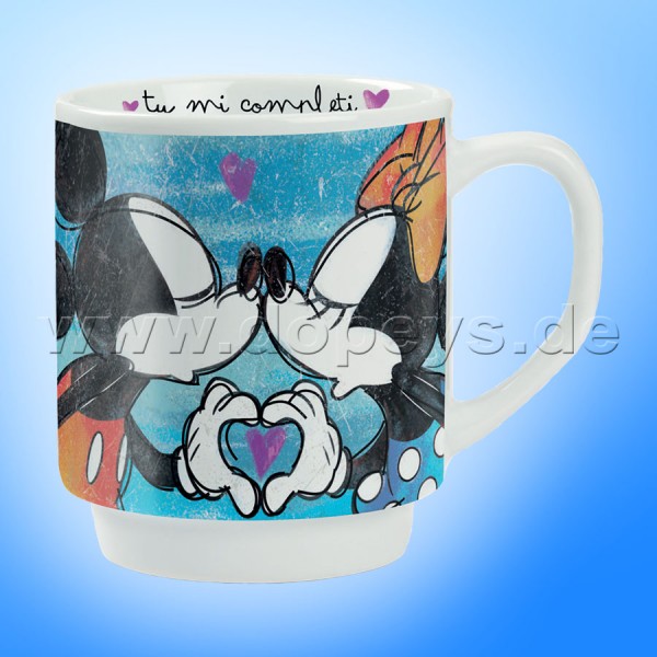 Disney Kaffeetasse Mickey & Minnie "Blau" stapelbar im italienischen Design