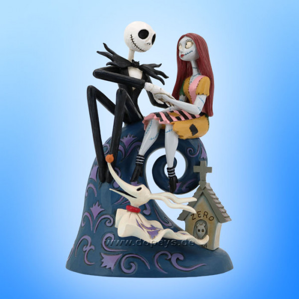 Disney Traditions - Jack Skellington, Sally & Zero on Hill (Spiral Hill's Romance) figurine by Jim Shore 6013054