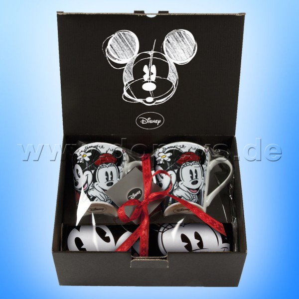 Disney Geschenkset 2 Kaffeetassen + Einkaufstasche Mickey & Minnie Maus im italienischen Design
